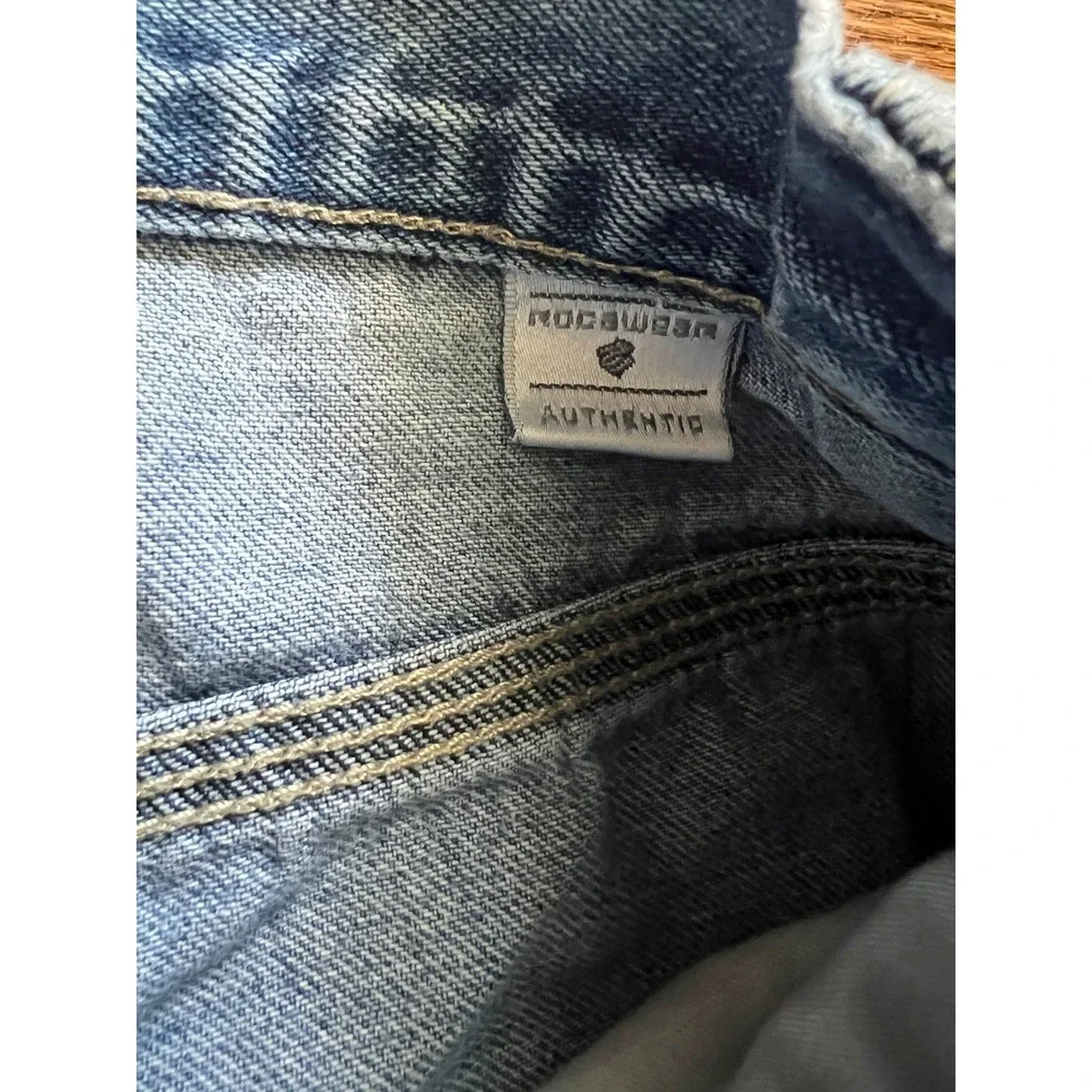 Vintage‎ Rocawear Y2K Thrashed Distressed Denim Carpenter Shorts Mens 36 Blue